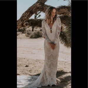 Unaltered Boho, hippie, ivory lace wedding dress!